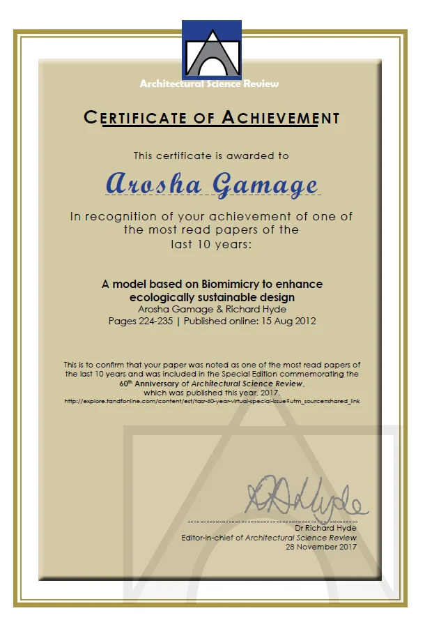 ASR Certificate of Achievement 2017