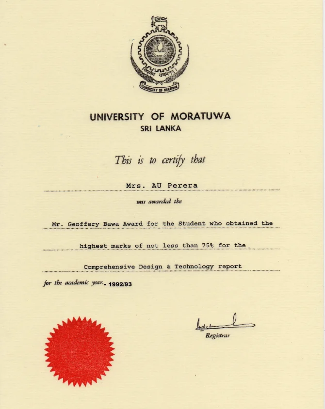 Geoffrey Bawa Award 1992/1993